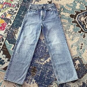 &denim H&M Ultra High Waist Wide Leg Distressed Jean Sz 4 Like New